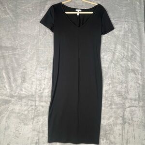 Leith Black Midi V-Neck Dress